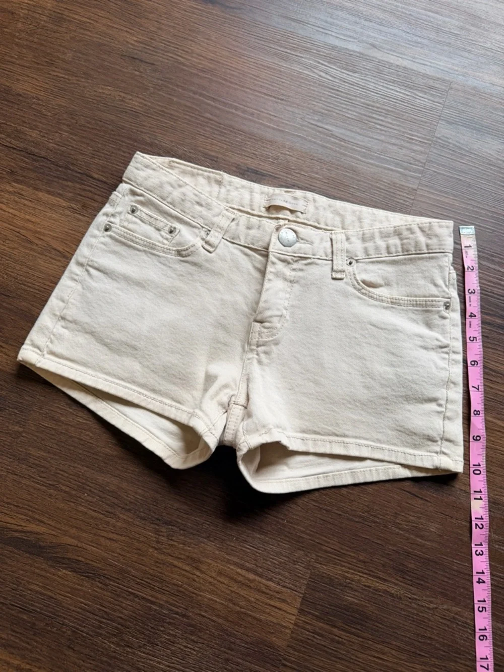 Washing Room 100% Cotton Cream Denim Jean Shorts - Low Rise Summer Staple